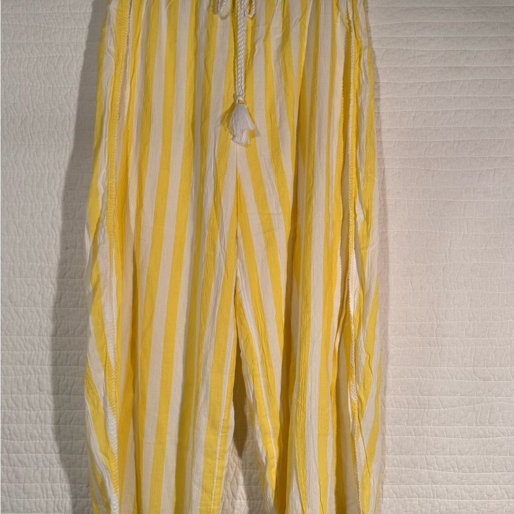 Sunny Days Yellow & White Striped Women’s Swim Coverup Pants